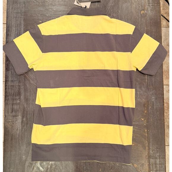 People Tree Organic Cotton Polo Shirt Yellow Gray Striped Sz M NWT Read For Flaw - Picture 7 of 7
